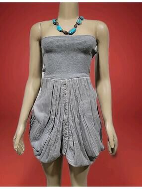 Transit Par Such Women's Mini Dress Size 1/S Strapless Gray Ribed Draped #Z